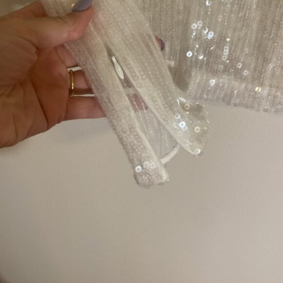 STAUD Chaka Sequined Long Sleeve White Blouse Sz XS - Picture 5 of 9